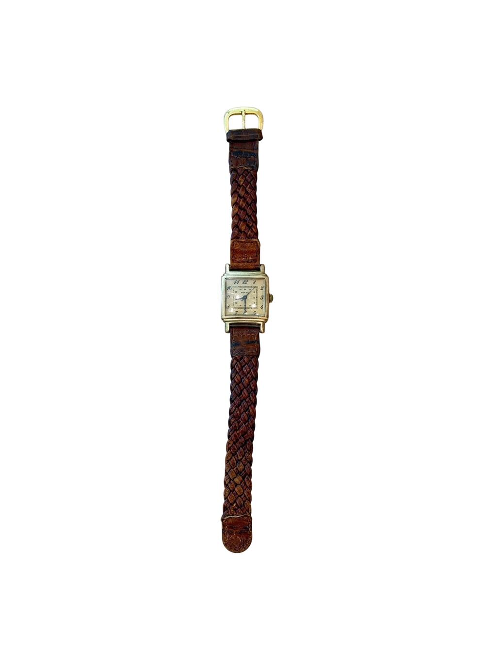 Vintage Fossil Women’s Watch Square Gold Tone Braided Leather VT‑2481